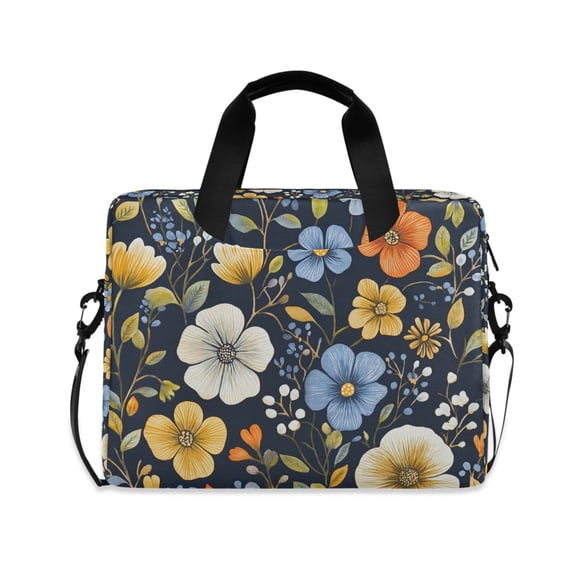 FORMRS 16" Laptop Bag Carrying Sleeve Case with Handle Travel Shoulder Briefcase, Navy Floral Pattern