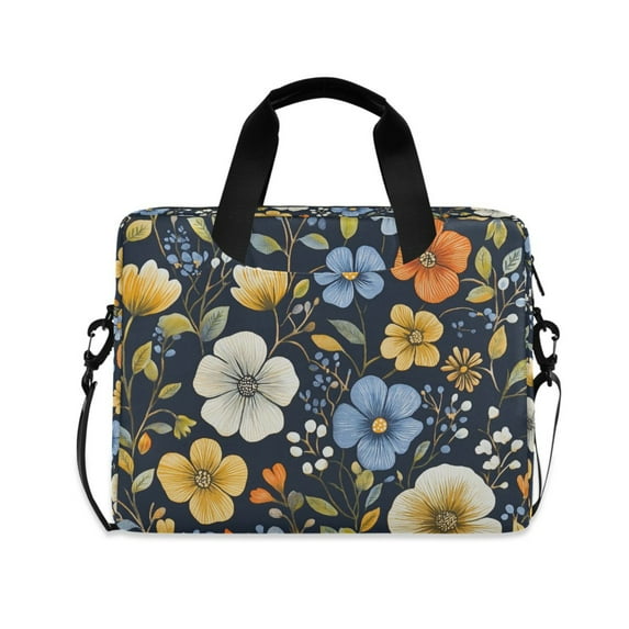 FORMRS 16" Laptop Bag Carrying Sleeve Case with Handle Travel Shoulder Briefcase, Navy Floral Pattern