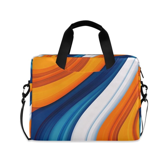 FORMRS 16" Laptop Bag Carrying Sleeve Case with Handle Travel Shoulder Briefcase, Orange Abstract Wavy