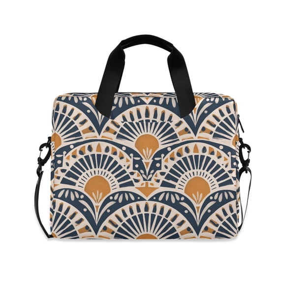 FORMRS 16" Laptop Bag Carrying Sleeve Case with Handle Travel Shoulder Briefcase, Orange Art Pattern