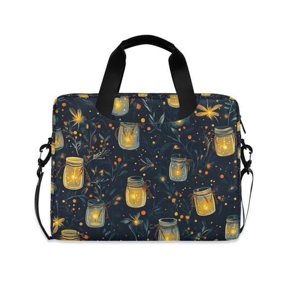 FORMRS 16" Laptop Bag Carrying Sleeve Case with Handle Travel Shoulder Briefcase, Orange Fireflies Pattern