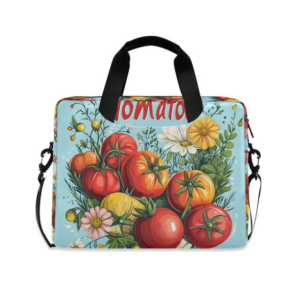 FORMRS 16" Laptop Bag Carrying Sleeve Case with Handle Travel Shoulder Briefcase, Orange Floral Tomatoes