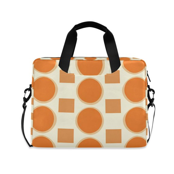 FORMRS 16" Laptop Bag Carrying Sleeve Case with Handle Travel Shoulder Briefcase, Orange Geometric Pattern