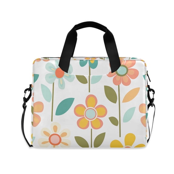 FORMRS 16" Laptop Bag Carrying Sleeve Case with Handle Travel Shoulder Briefcase, Orange Retro Flower