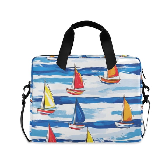 FORMRS 16" Laptop Bag Carrying Sleeve Case with Handle Travel Shoulder Briefcase, Orange Sailboats