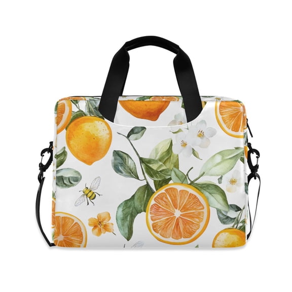 FORMRS 16" Laptop Sleeve Bag Carrying Case with Handle Travel Shoulder Briefcase, Orange Watercolor Bees
