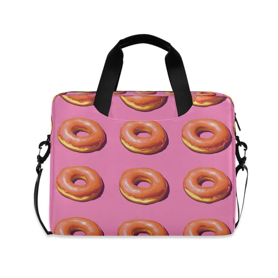FORMRS 16" Laptop Bag Carrying Sleeve Case with Handle Travel Shoulder Briefcase, Pink Doughnuts