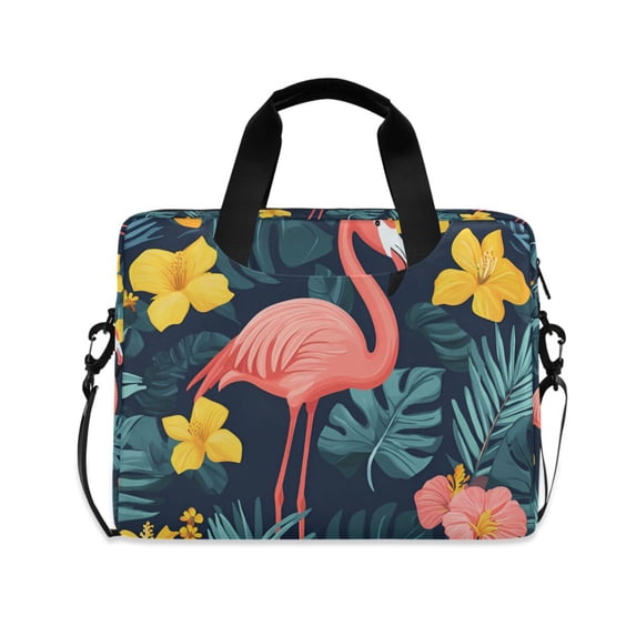 FORMRS 16" Laptop Sleeve Bag Carrying Case with Handle Travel Shoulder Briefcase, Pink Floral Flamingo