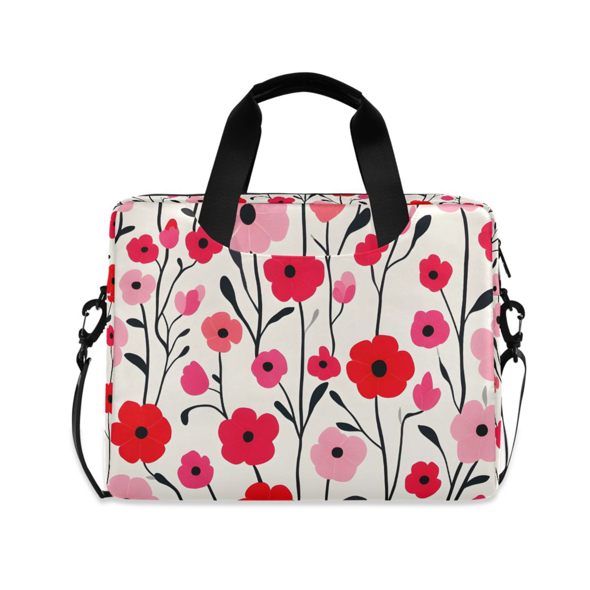 FORMRS 16" Laptop Bag Carrying Sleeve Case with Handle Travel Shoulder Briefcase, Pink Floral
