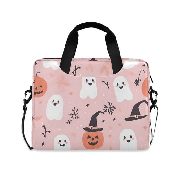 FORMRS 16" Laptop Bag Carrying Sleeve Case with Handle Travel Shoulder Briefcase, Pink Halloween Ghosts