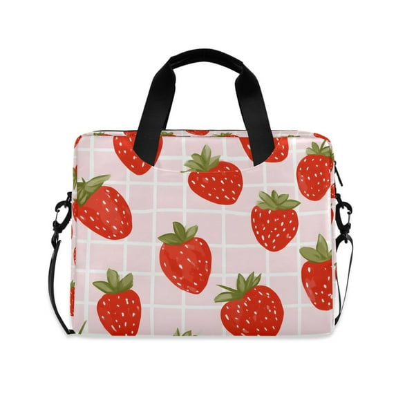 FORMRS 16" Laptop Sleeve Bag Carrying Case with Handle Travel Shoulder Briefcase, Pink Strawberry Pattern