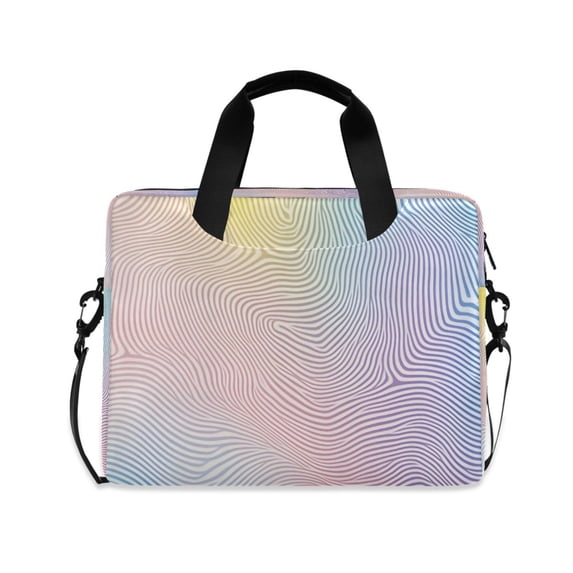FORMRS 16" Laptop Bag Carrying Sleeve Case with Handle Travel Shoulder Briefcase, Pink Wavy Striped