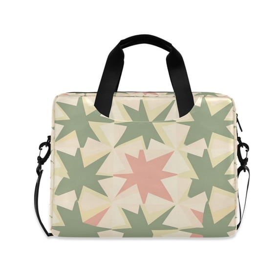 FORMRS 16" Laptop Bag Carrying Sleeve Case with Handle Travel Shoulder Briefcase, Pink and Green Geometric