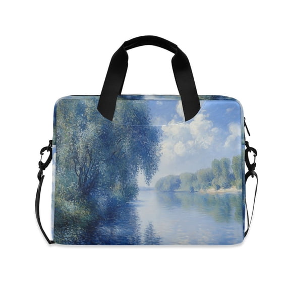 FORMRS 16" Laptop Bag Carrying Sleeve Case with Handle Travel Shoulder Briefcase, Plants and River