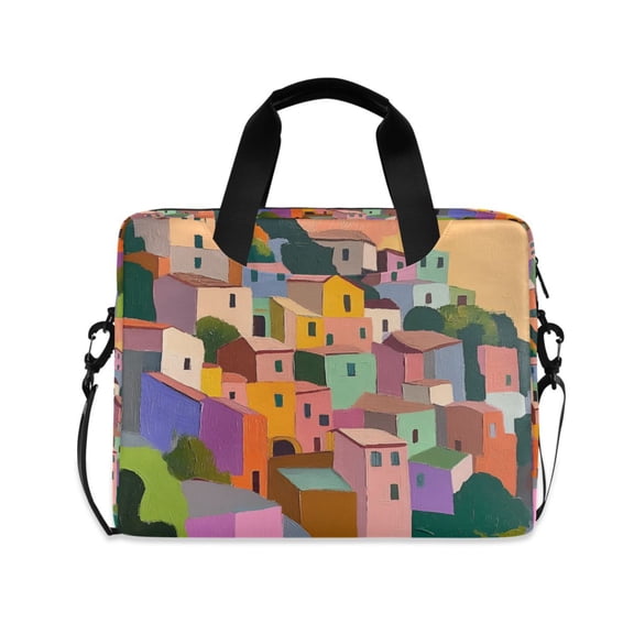 FORMRS 16" Laptop Sleeve Bag Carrying Case with Handle Travel Shoulder Briefcase, Purple Cityscape Painting