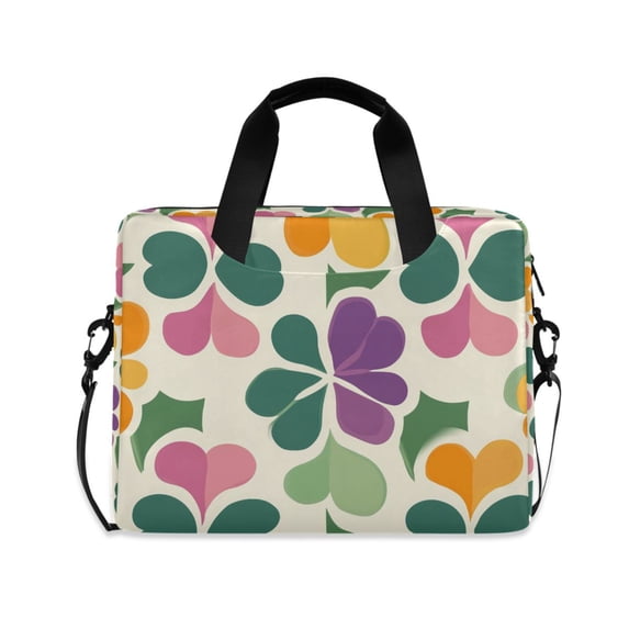 FORMRS 16" Laptop Bag Carrying Sleeve Case with Handle Travel Shoulder Briefcase, Purple Clover Pattern