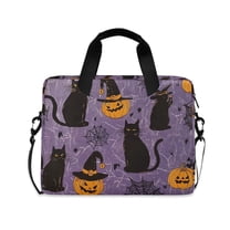 FORMRS 16" Laptop Sleeve Bag Carrying Case with Handle Travel Shoulder Briefcase, Purple Halloween Black Cat