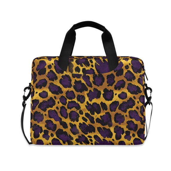 FORMRS 16" Laptop Bag Carrying Sleeve Case with Handle Travel Shoulder Briefcase, Purple Leopard Pattern