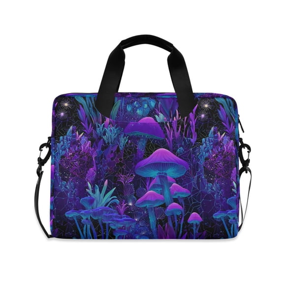 FORMRS 16" Laptop Bag Carrying Sleeve Case with Handle Travel Shoulder Briefcase, Purple Mushrooms Pattern