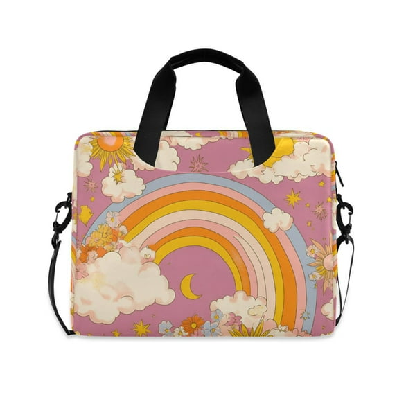 FORMRS 16" Laptop Sleeve Bag Carrying Case with Handle Travel Shoulder Briefcase, Purple Retro Rainbow