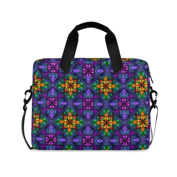 FORMRS 16" Laptop Bag Carrying Sleeve Case with Handle Travel Shoulder Briefcase, Purple Stained Glass Pattern