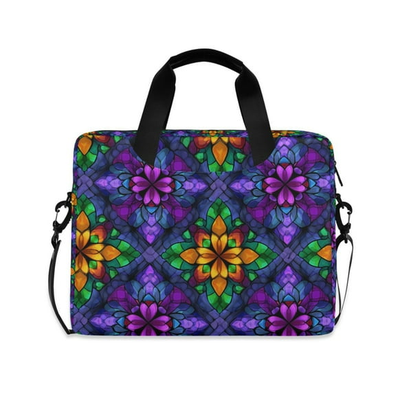 FORMRS 16" Laptop Sleeve Bag Carrying Case with Handle Travel Shoulder Briefcase, Purple Stained Glass Pattern