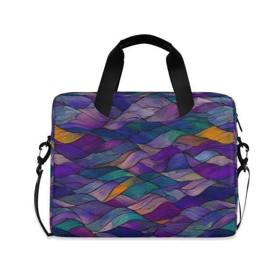 FORMRS 16" Laptop Bag Carrying Sleeve Case with Handle Travel Shoulder Briefcase, Purple Waves Pattern