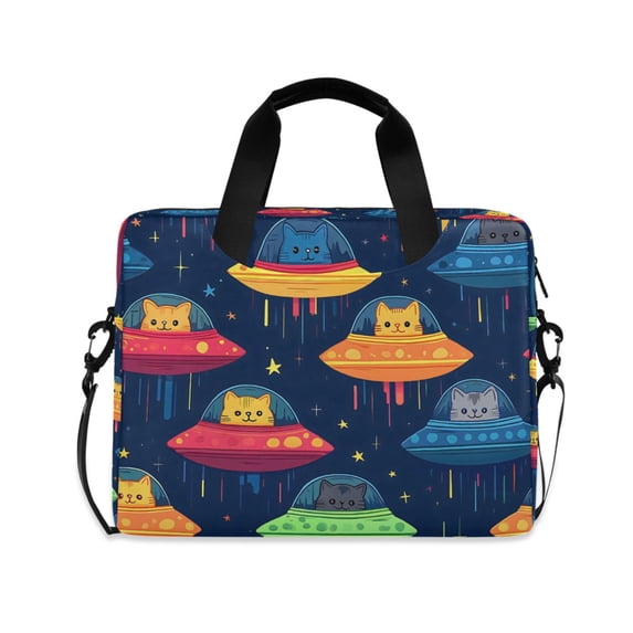 FORMRS 16" Laptop Sleeve Bag Carrying Case with Handle Travel Shoulder Briefcase, Rainbow Space Cat