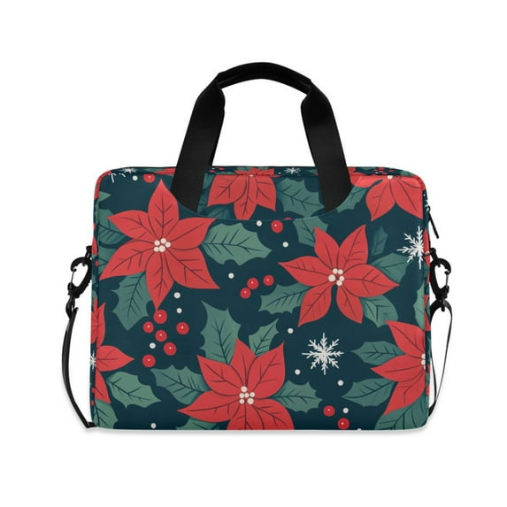 FORMRS 16" Laptop Sleeve Bag Carrying Case with Handle Travel Shoulder Briefcase, Red Christmas Leaves