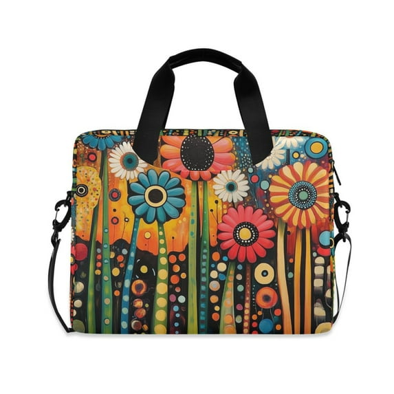 FORMRS 16" Laptop Sleeve Bag Carrying Case with Handle Travel Shoulder Briefcase, Red Colorful Flowers with Dots