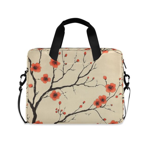 FORMRS 16" Laptop Bag Carrying Sleeve Case with Handle Travel Shoulder Briefcase, Red Floral Pattern