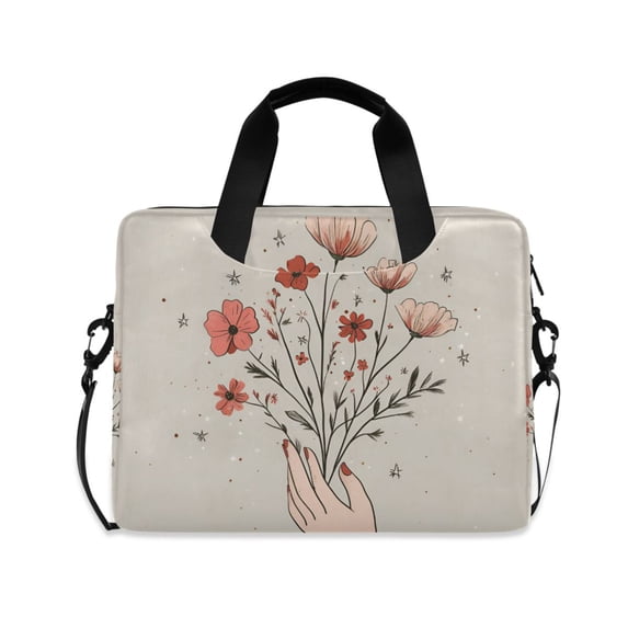 FORMRS 16" Laptop Bag Carrying Sleeve Case with Handle Travel Shoulder Briefcase, Red Flower