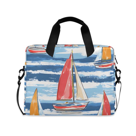 FORMRS 16" Laptop Sleeve Bag Carrying Case with Handle Travel Shoulder Briefcase, Red Sailboats