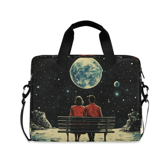 FORMRS 16" Laptop Sleeve Bag Carrying Case with Handle Travel Shoulder Briefcase, Red Sitting on The Moon