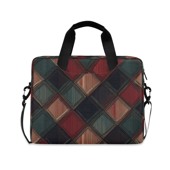 FORMRS 16" Laptop Bag Carrying Sleeve Case with Handle Travel Shoulder Briefcase, Red Tartan Pattern