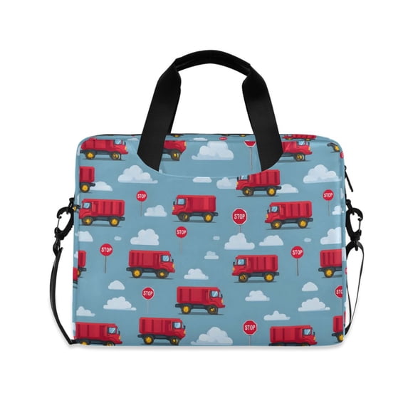 FORMRS 16" Laptop Bag Carrying Sleeve Case with Handle Travel Shoulder Briefcase, Red Truck Pattern