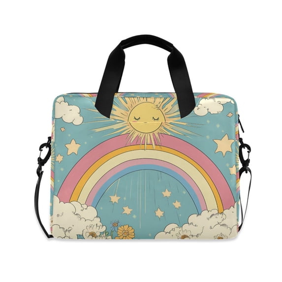 FORMRS 16" Laptop Bag Carrying Sleeve Case with Handle Travel Shoulder Briefcase, Retro Beige Rainbow