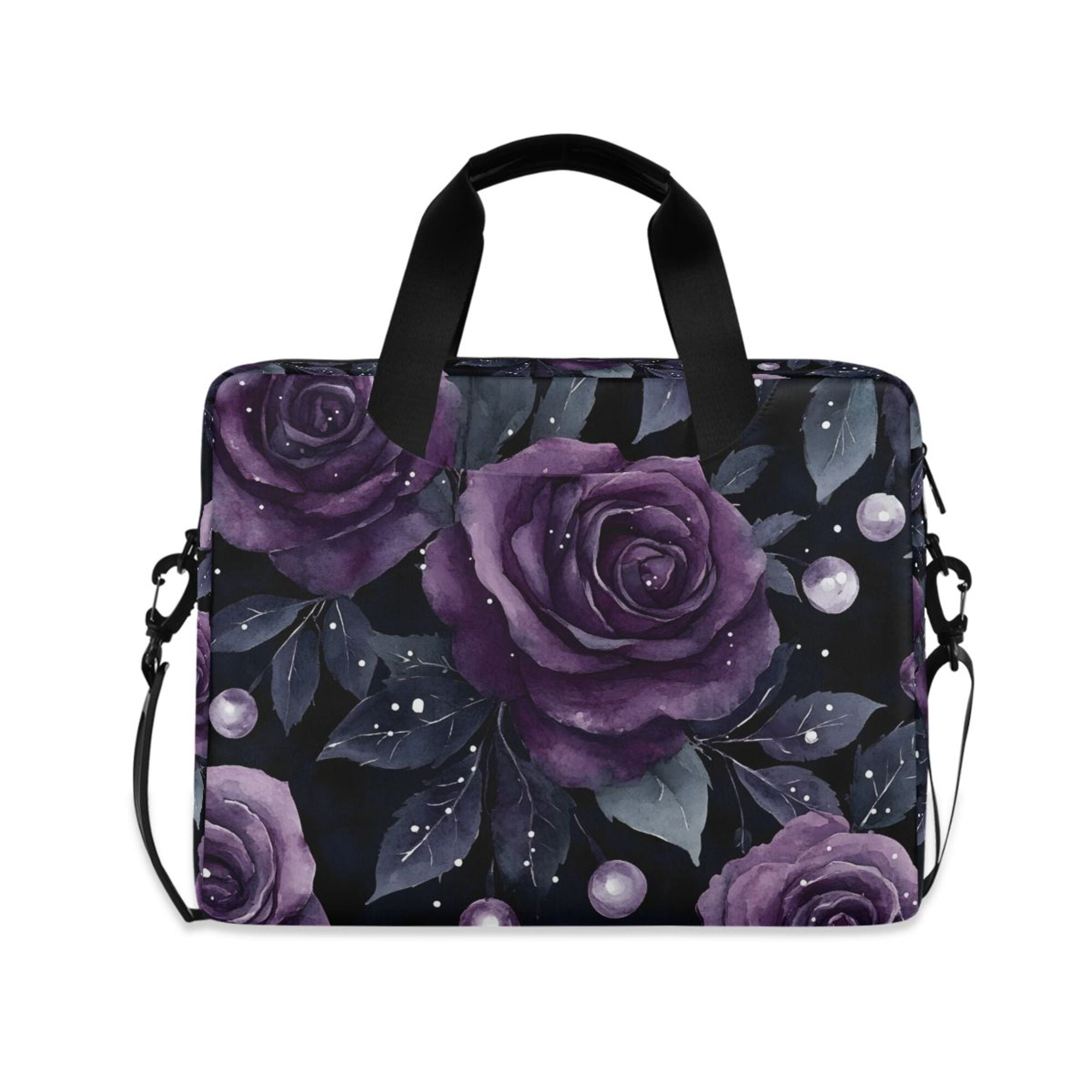 FORMRS 16" Laptop Bag Carrying Sleeve Case with Handle Travel Shoulder Briefcase, Roses and Pearls