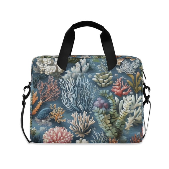 FORMRS 16" Laptop Bag Carrying Sleeve Case with Handle Travel Shoulder Briefcase, Sea Plants Pattern