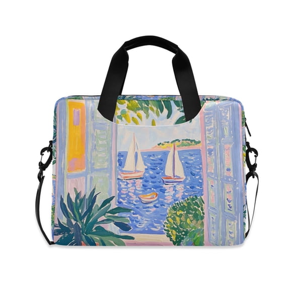 FORMRS 16" Laptop Sleeve Bag Carrying Case with Handle Travel Shoulder Briefcase, Seaside Boat