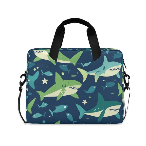 FORMRS 16" Laptop Bag Carrying Sleeve Case with Handle Travel Shoulder Briefcase, Sharks Pattern
