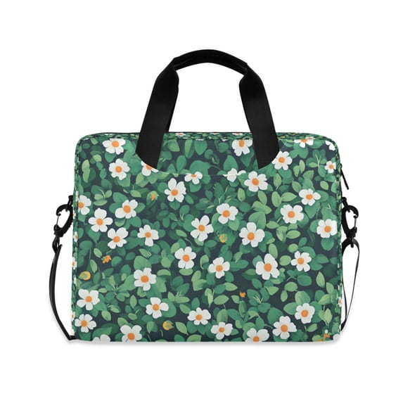 FORMRS 16" Laptop Bag Carrying Sleeve Case with Handle Travel Shoulder Briefcase, Small White Flowers