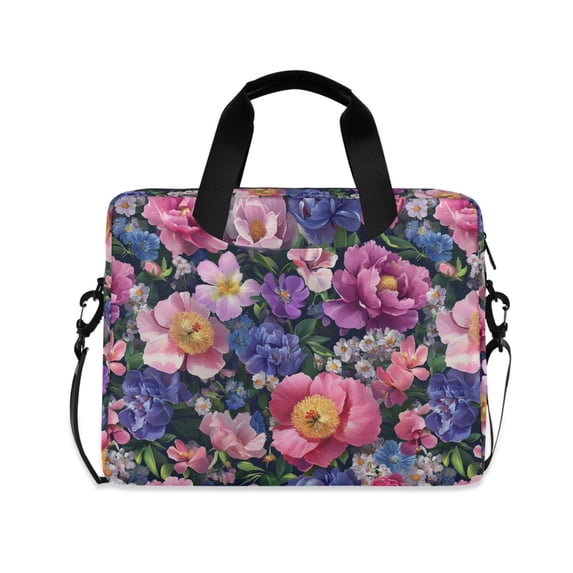 FORMRS 16" Laptop Bag Carrying Sleeve Case with Handle Travel Shoulder Briefcase, Soft Pinks Flowers