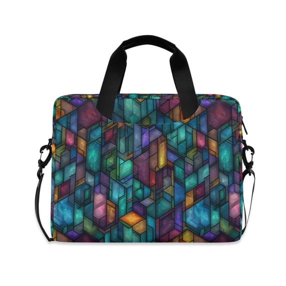 FORMRS 16" Laptop Bag Carrying Sleeve Case with Handle Travel Shoulder Briefcase, Stained Glass Pattern