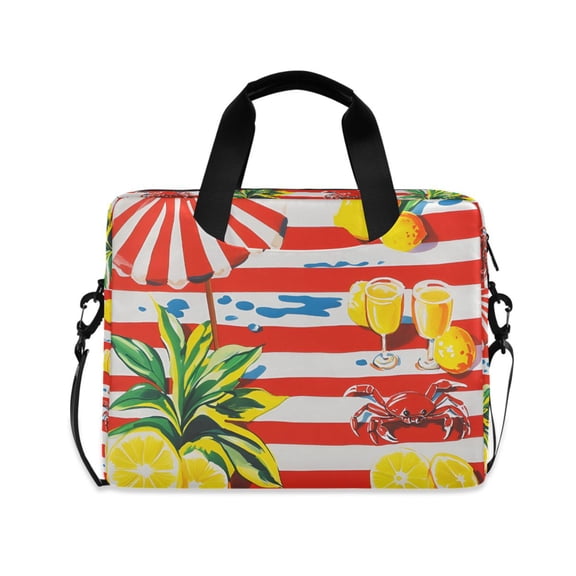 FORMRS 16" Laptop Bag Carrying Sleeve Case with Handle Travel Shoulder Briefcase, Striped Lemon