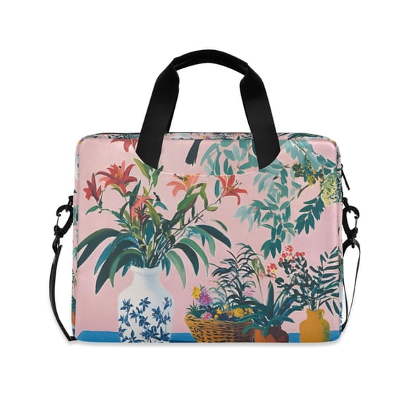 FORMRS 16" Laptop Bag Carrying Sleeve Case with Handle Travel Shoulder Briefcase, Vibrant Flowers