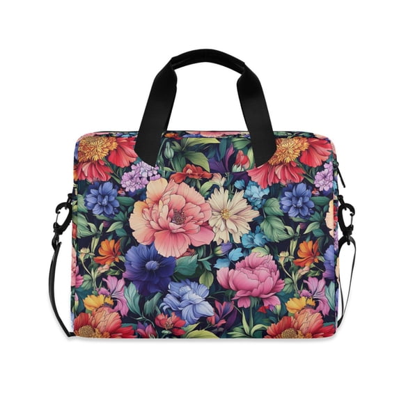 FORMRS 16" Laptop Bag Carrying Sleeve Case with Handle Travel Shoulder Briefcase, Vibrant Pink Floral Pattern