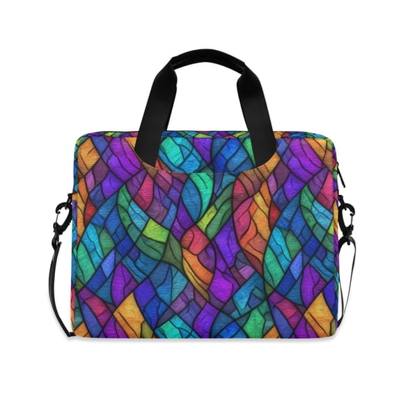 FORMRS 16" Laptop Bag Carrying Sleeve Case with Handle Travel Shoulder Briefcase, Vibrant Stained Glass Pattern