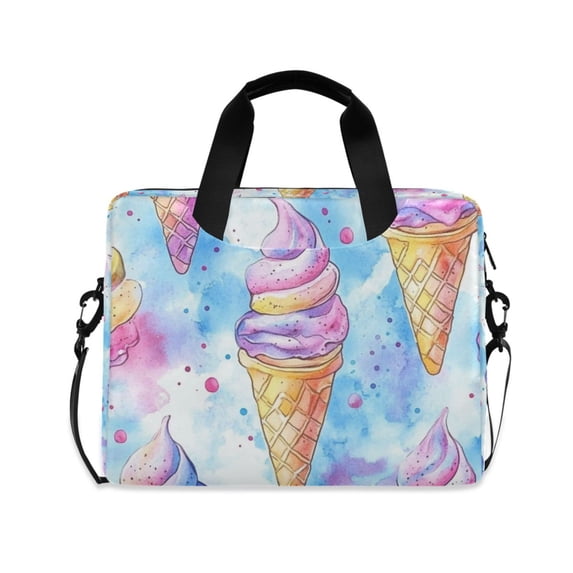 FORMRS 16" Laptop Bag Carrying Sleeve Case with Handle Travel Shoulder Briefcase, Watercolor Ice Cream Pattern