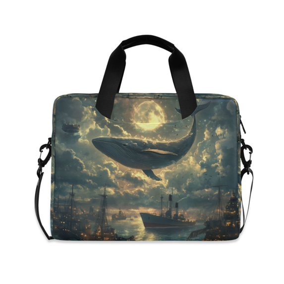 FORMRS 16" Laptop Bag Carrying Sleeve Case with Handle Travel Shoulder Briefcase, Whale and Moon